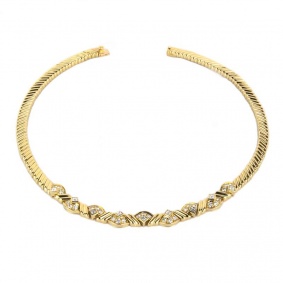 18k Yellow Gold Diamond Fancy Link Necklace 2.70ct G/VS1